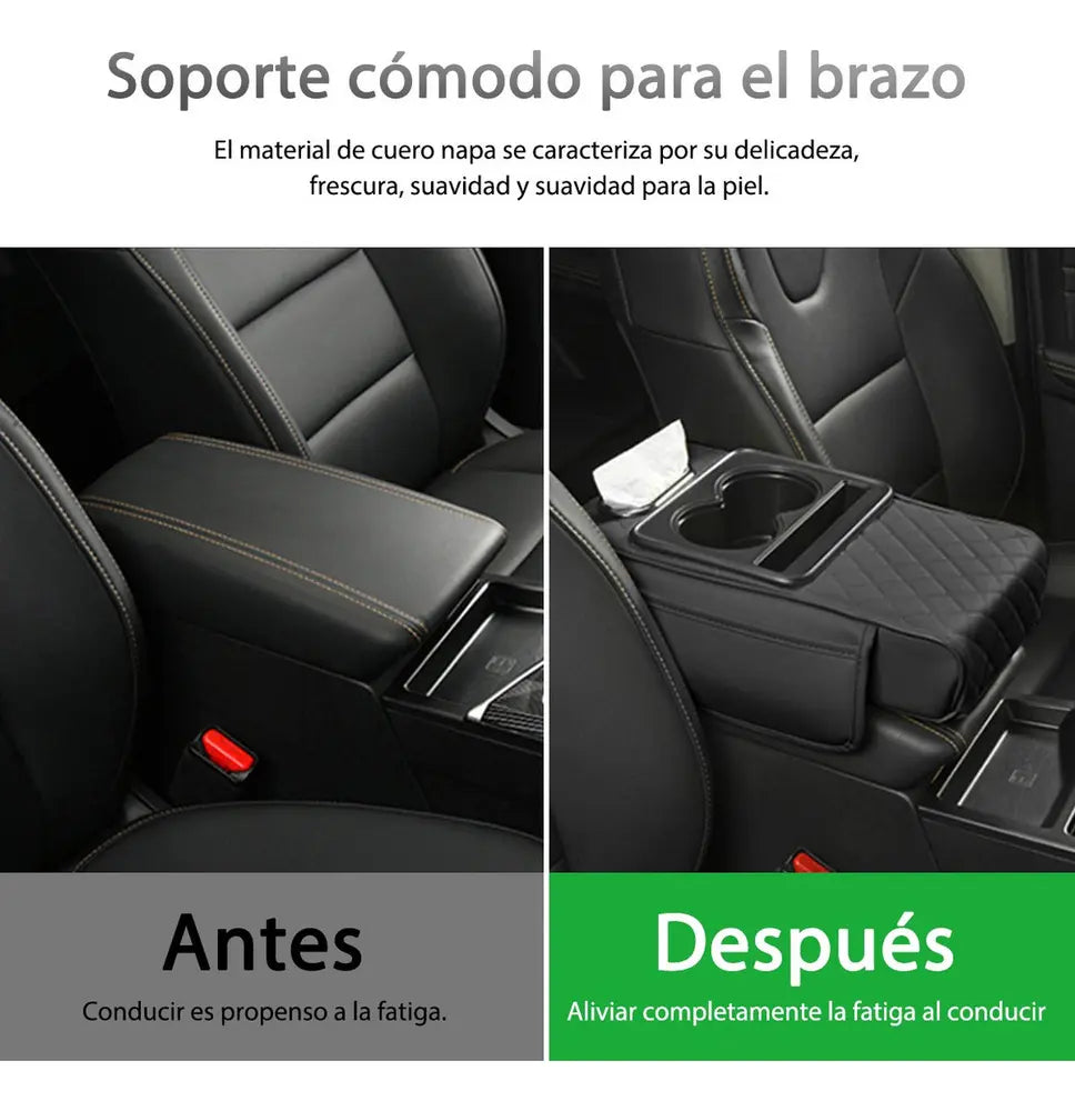 Reposabrazos para Carro con Portavasos y Almacenamiento