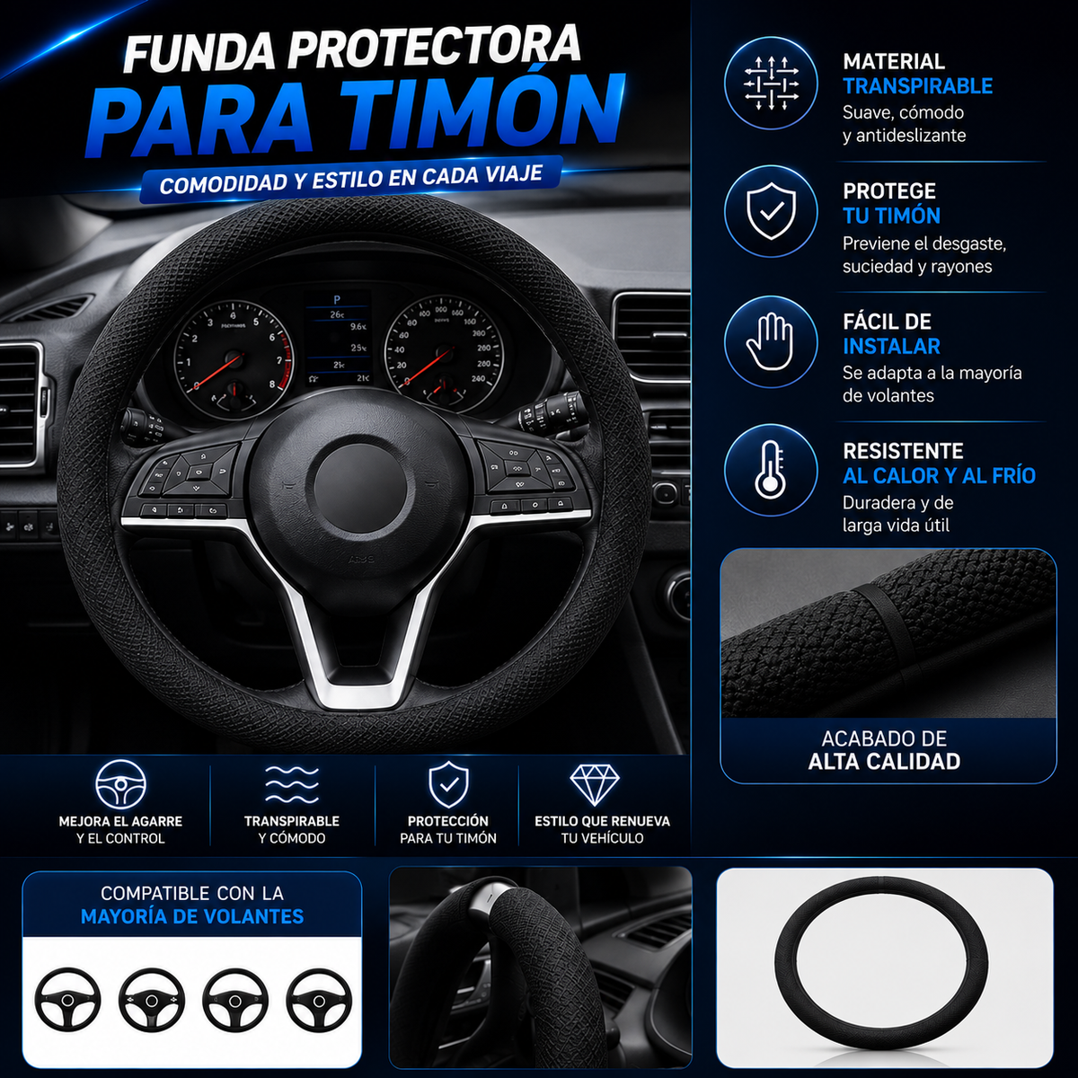 FlexiGrip - Funda de Silicona para Volante
