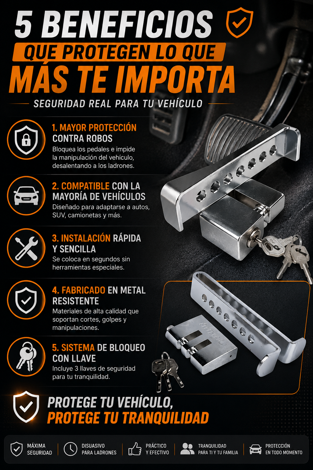 CANDADO ANTIROBO PARA CARRO