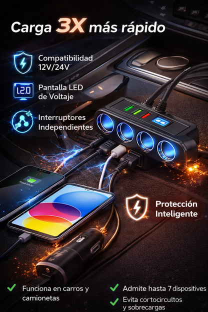 Cargador 7 en 1 cigarrera adaptador