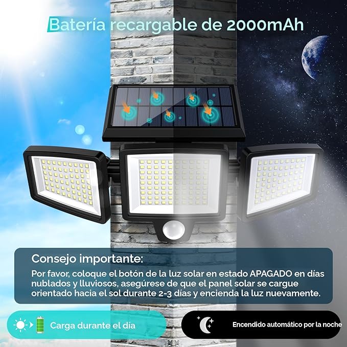 Reflector Solar X3 Máxima Iluminación sin Cableado