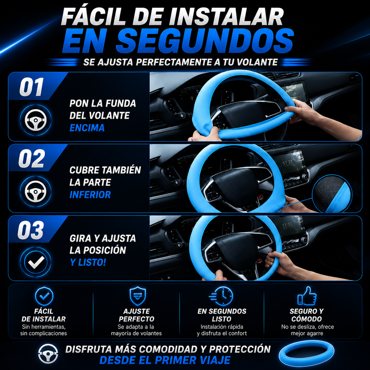 FlexiGrip - Funda de Silicona para Volante