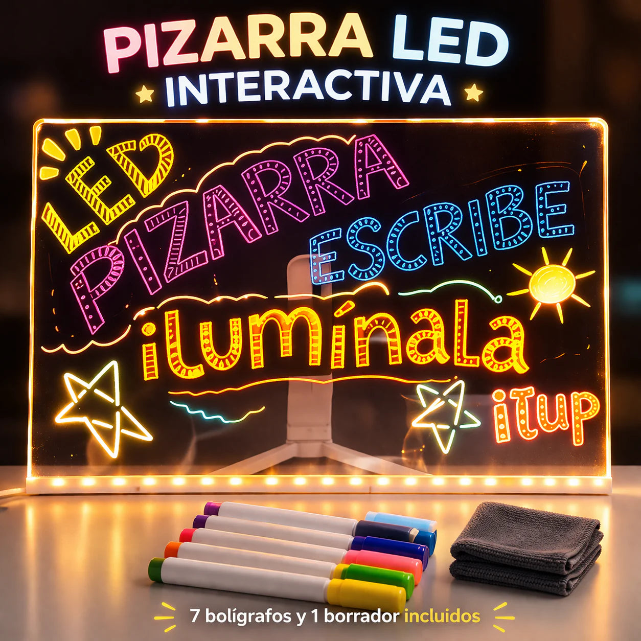 Tablero Mágico Multifuncional LED 30cm x 20cm