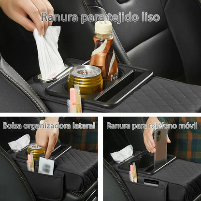 Reposabrazos para Carro con Portavasos y Almacenamiento