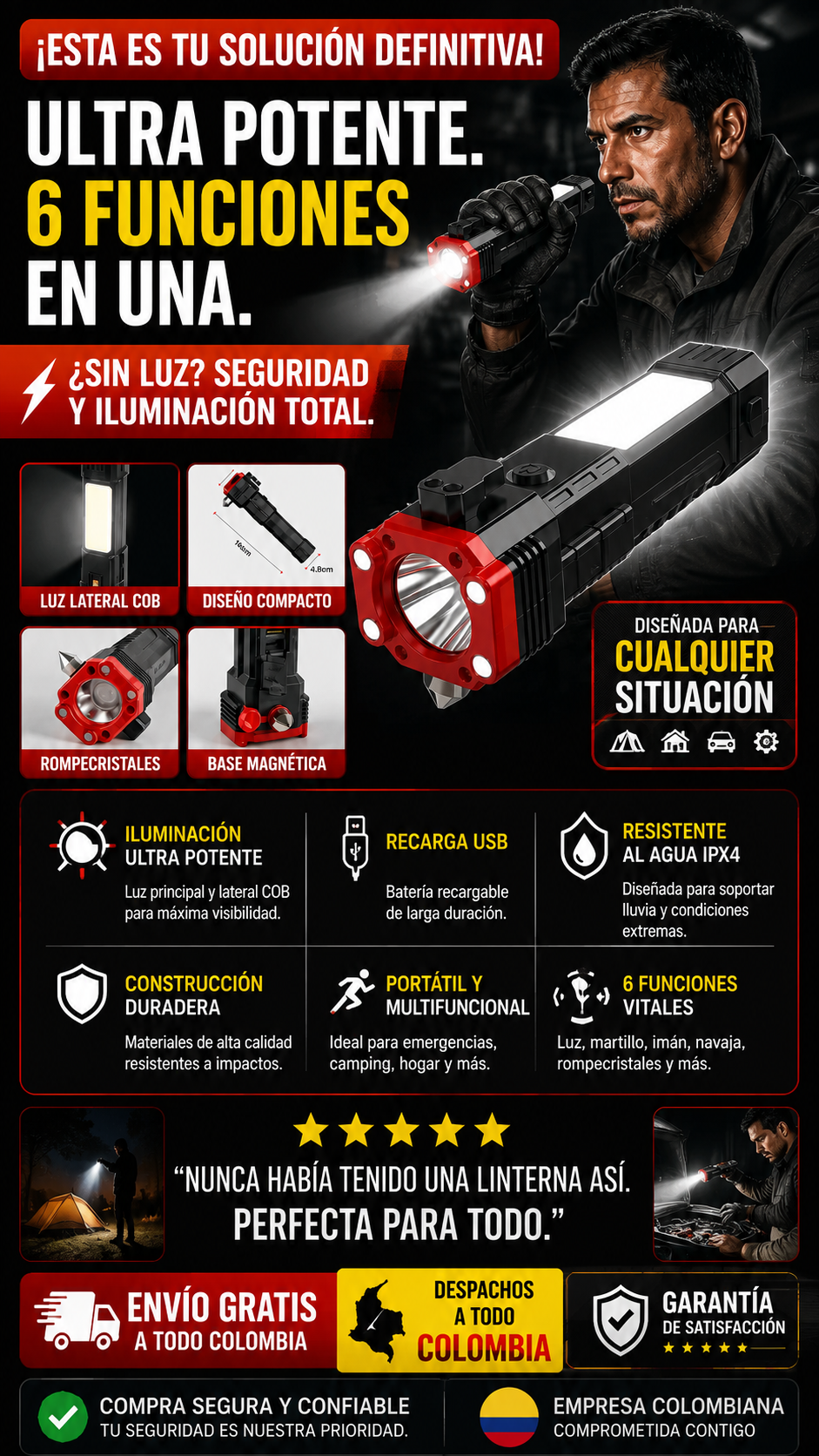 Linterna Táctica Multiuso  Lleva 2X1