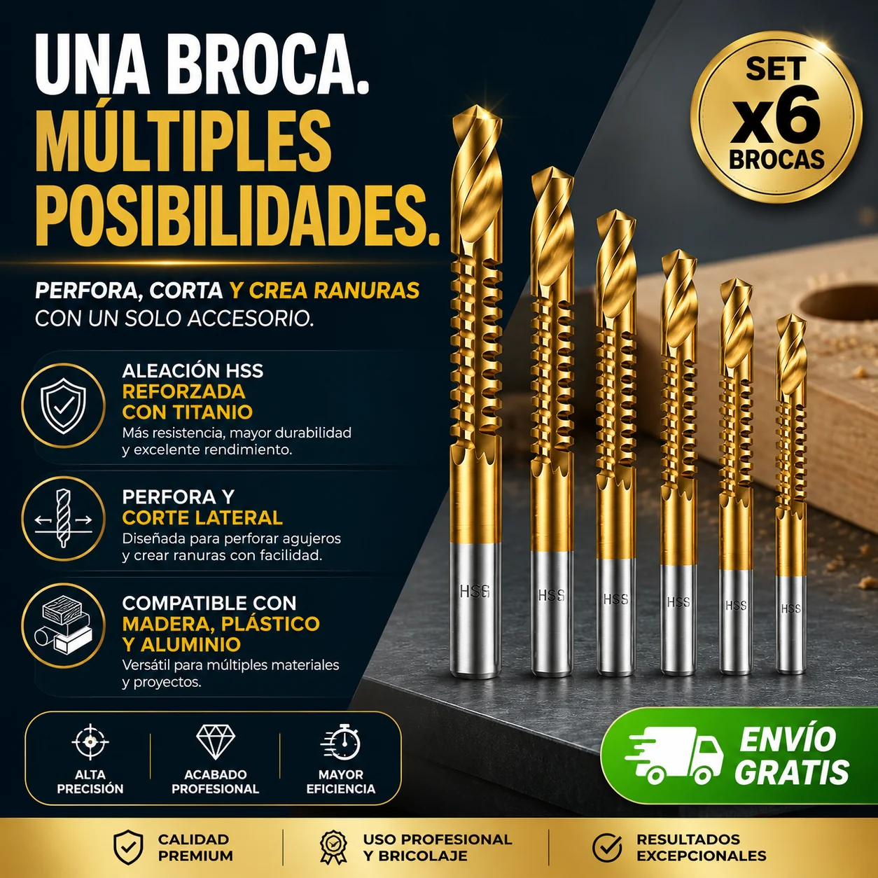 Brocas para Corte Lateral por 6 piezas