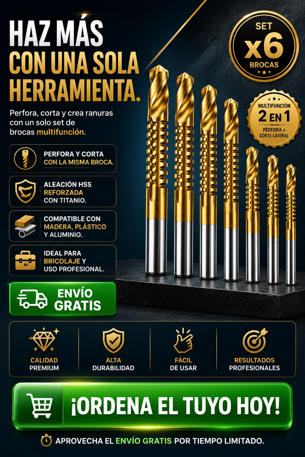 Brocas para Corte Lateral por 6 piezas