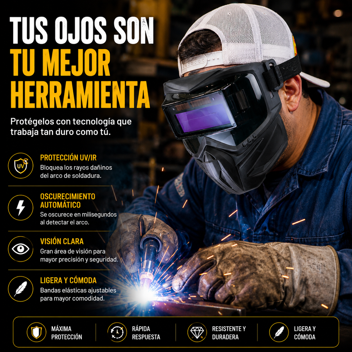 Careta de soldadura con oscurecimiento automático
